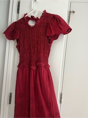 Sea New York Burgundy Eyelet Maxi Dress